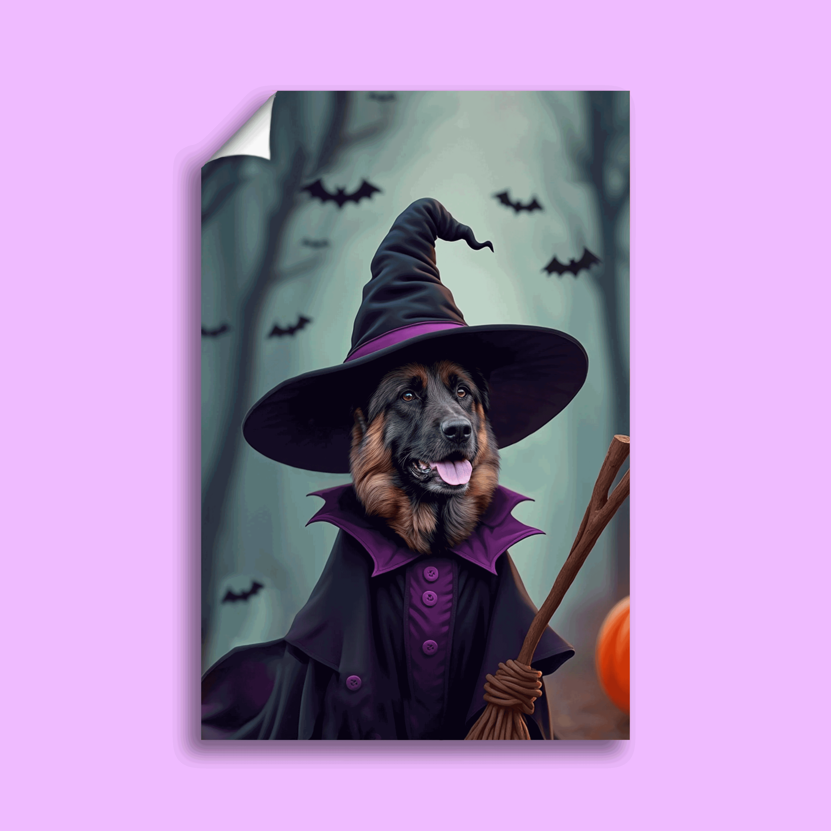 Pet Witch Halloween Pet Portrait - Custom Pet Portrait